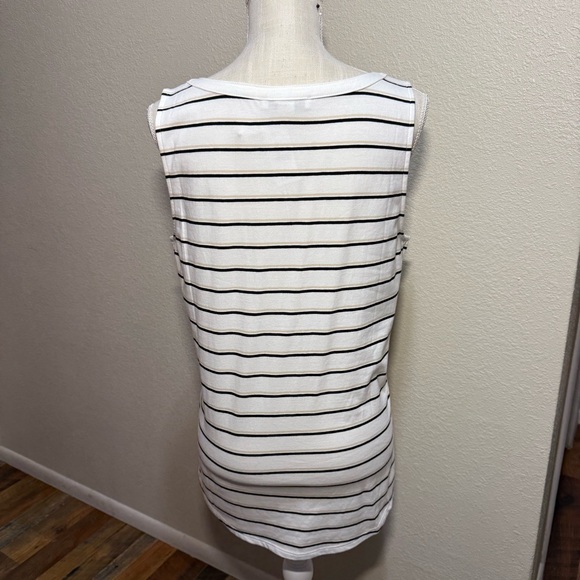 White House Black Market -  White, Black & Tan Striped Sleeveless Top - NWT - Lg - Picture 4 of 15